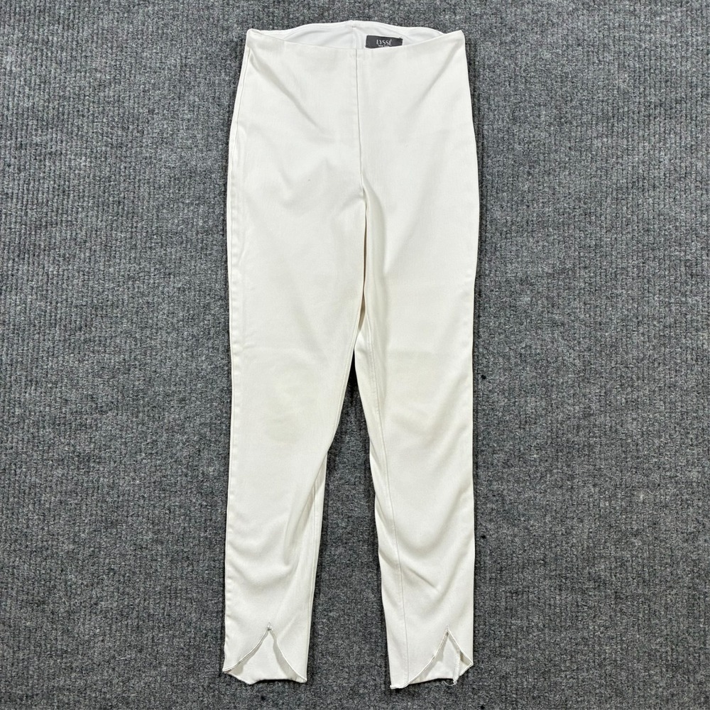 Lyssé Womens Leggings Size XS White Pull On‎ Stretch Mid Rise Ankle Slit